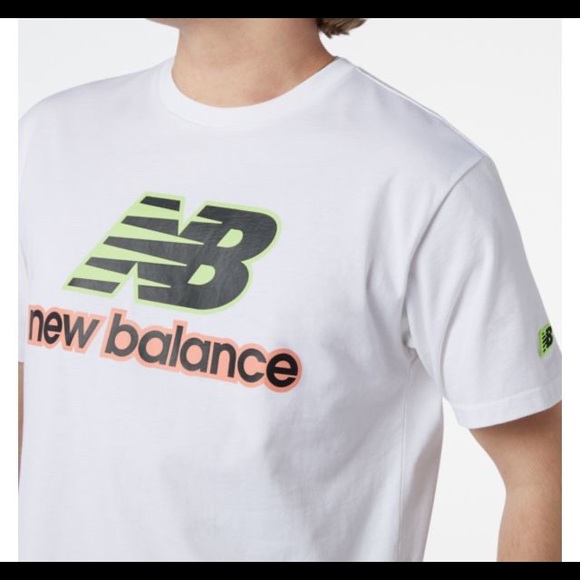 NWT Men’s X-Small New Balance Athletics Psych Varsity Tee In White/Black/Green - Picture 2 of 15